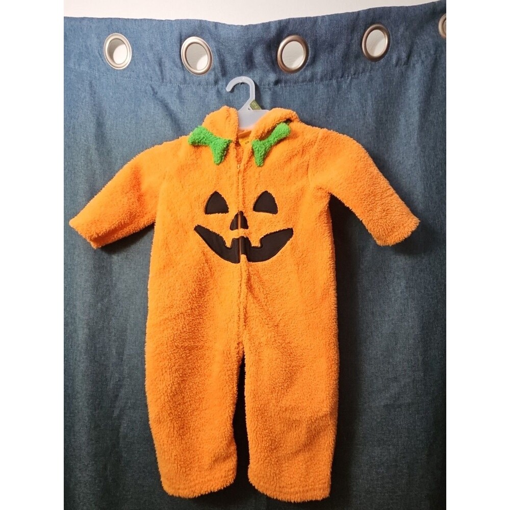 Hyde & Eek Baby Pumpkin Costume 12 Months Plush Zip Up Jack O Lantern Hooded
